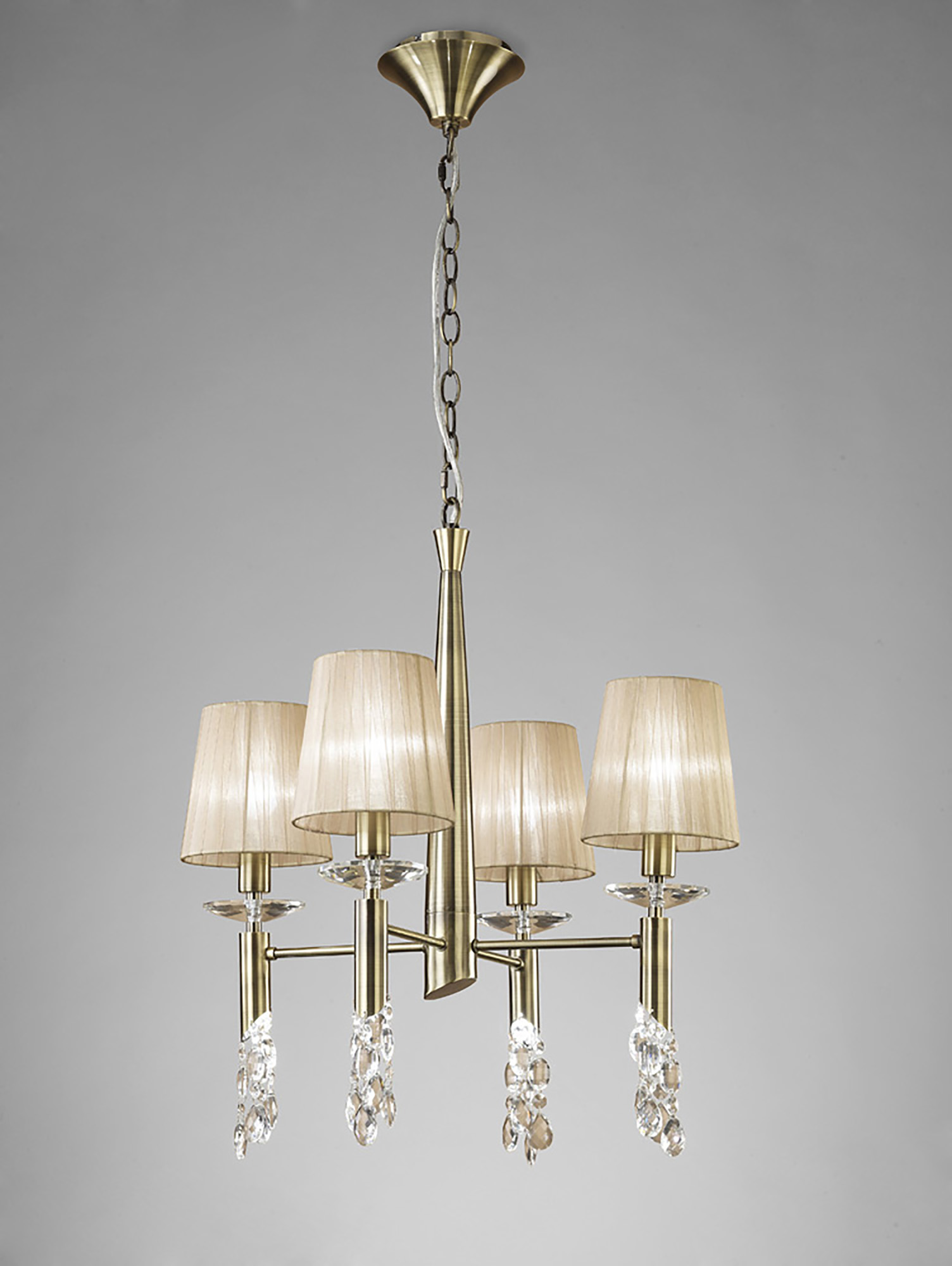 Tiffany Antique Brass-Soft Bronze Crystal Ceiling Lights Mantra Shaded Crystal Fittings